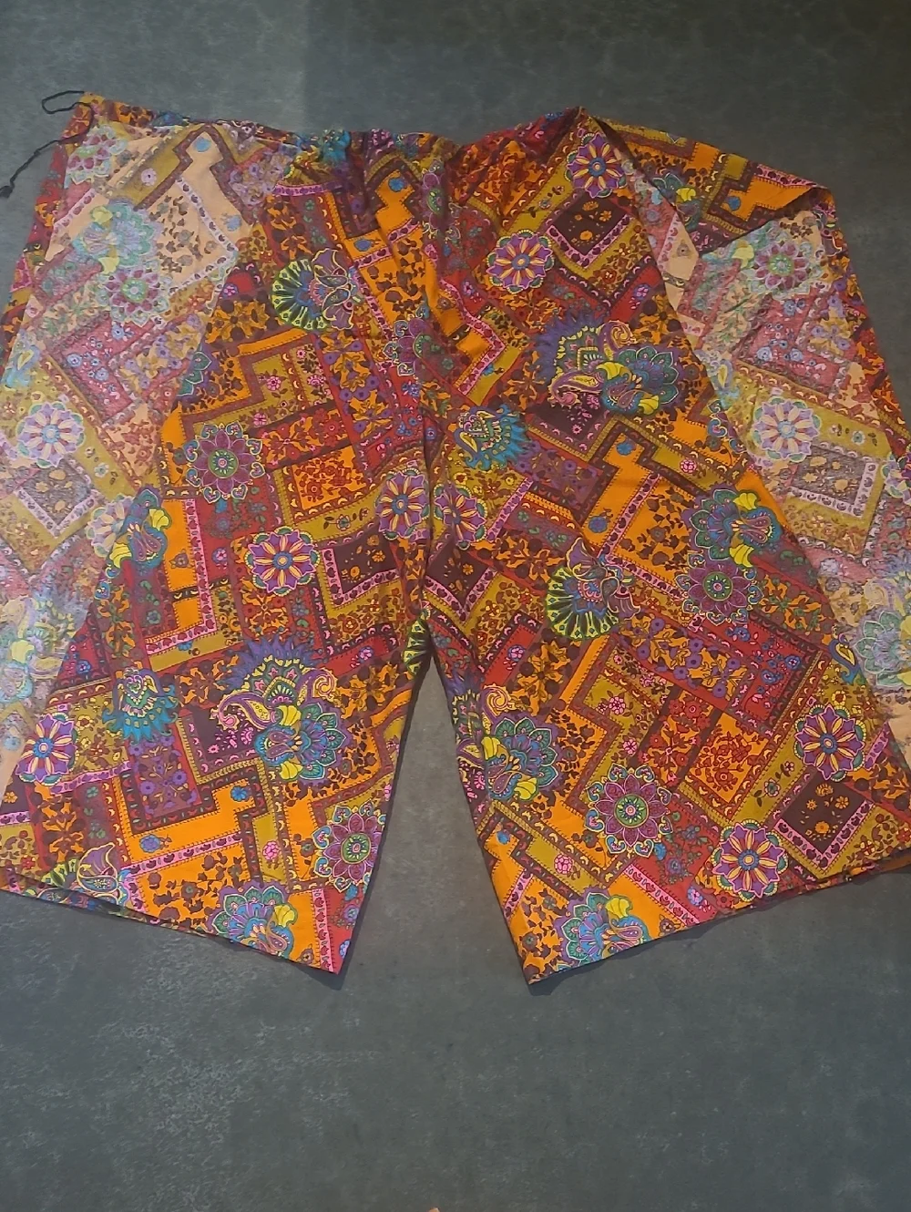 RARE VINTAGE 70s PSYCHEDELIC FLORAL PALAZZO PANT SKIRT WRAP PANTS - Picture 7 of 12